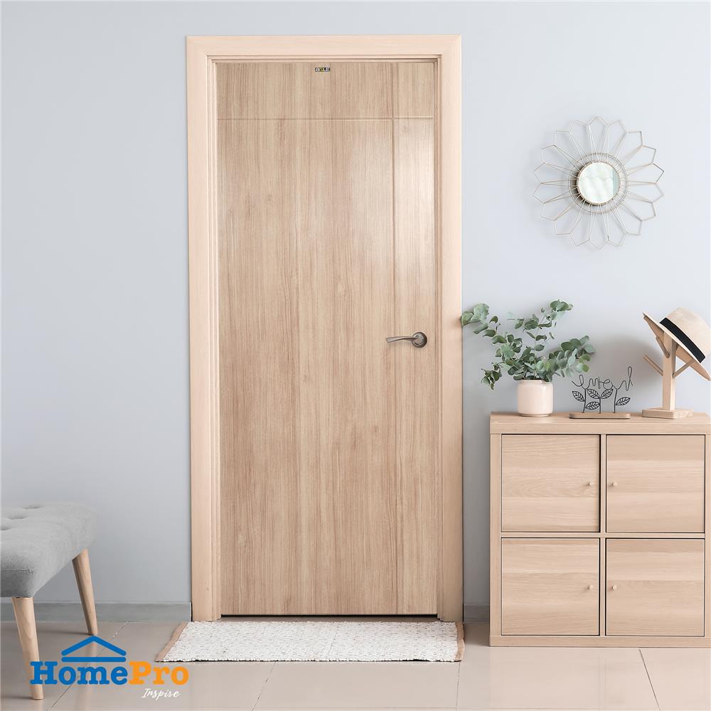 ประตูภายใน UPVC AZLE PZV6 80X200 ซม. สี LATTE เจาะลูกบิด