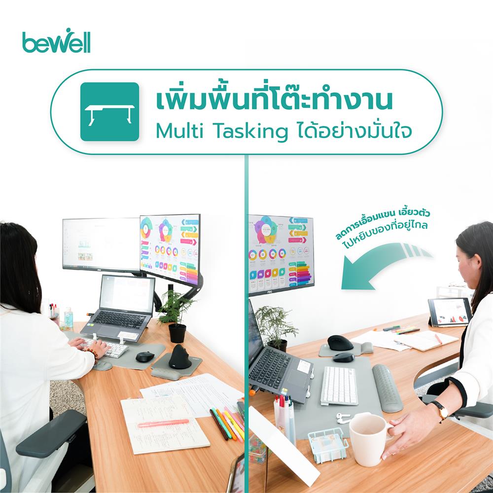 โต๊ะปรับระดับไฟฟ้า BEWELL L-SHAPED 180 ซม. สีดำ/ขาว