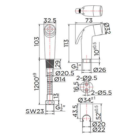 สายฉีดชำระครบชุด KARAT FAUCET KA-03-327-50 สีโครม_1