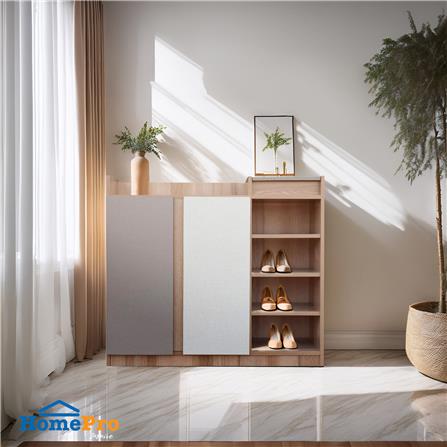 ตู้รองเท้า FURDINI FINE 90 ซม. ลายไม้/ครีม/ขาว_4