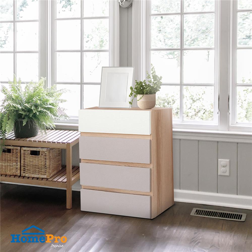 ตู้ลิ้นชัก 4 ลิ้นชัก FURDINI FINE สีลายไม้/ครีมผ้า/ขาวผ้า