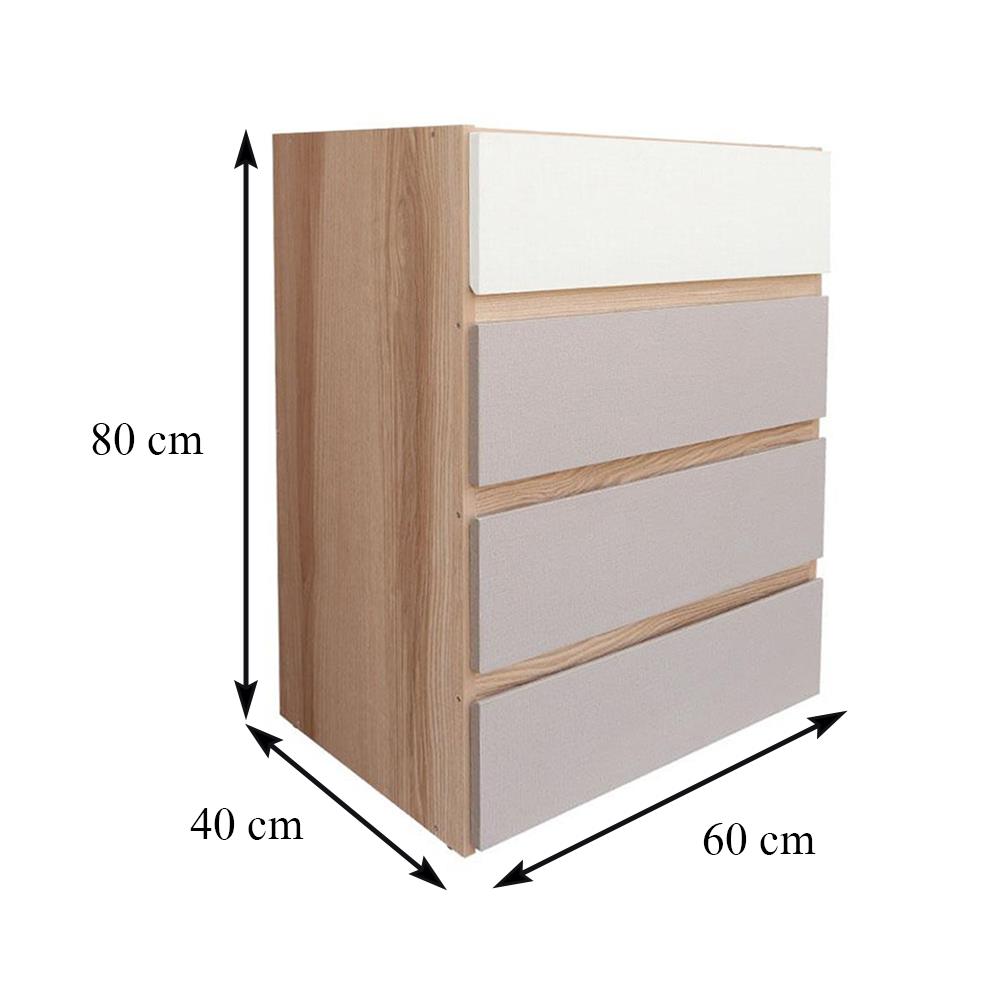 ตู้ลิ้นชัก 4 ลิ้นชัก FURDINI FINE สีลายไม้/ครีมผ้า/ขาวผ้า