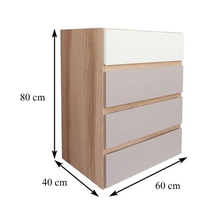 ตู้ลิ้นชัก 4 ลิ้นชัก FURDINI FINE สีลายไม้/ครีมผ้า/ขาวผ้า_6