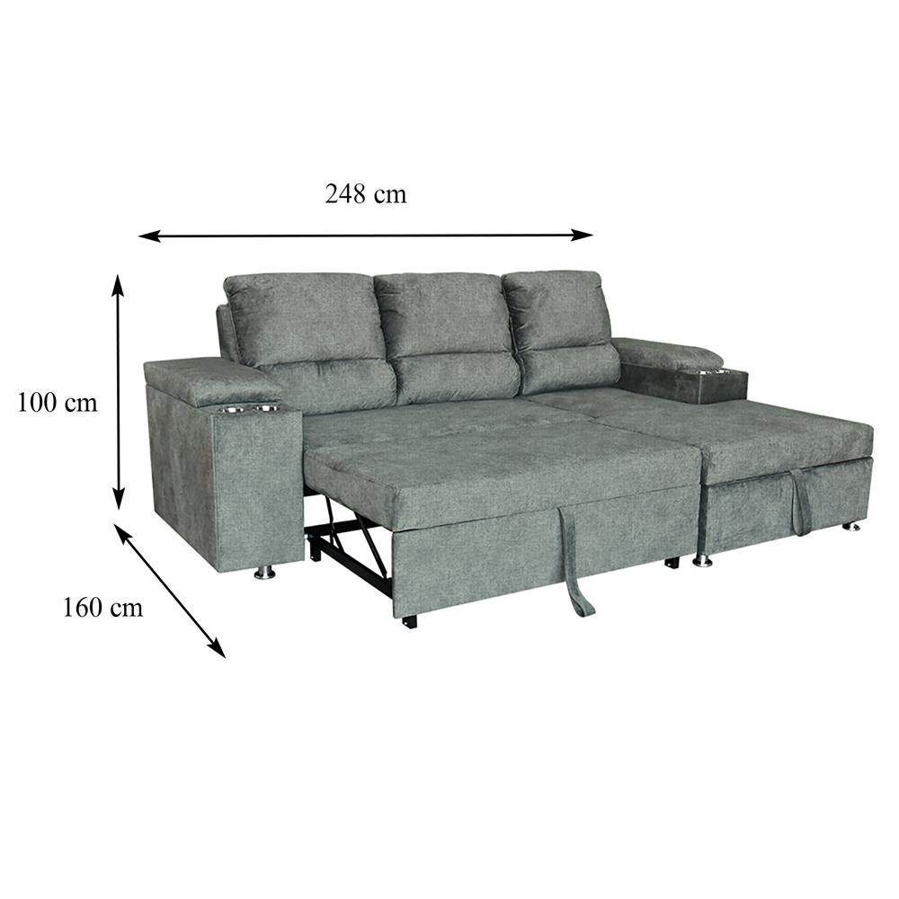 โซฟาเข้ามุมขวา FURDINI RAYMOND H-R สีเทาอ่อน