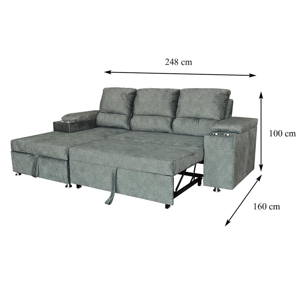 โซฟาเข้ามุมซ้าย FURDINI RAYMOND H-L สีเทาอ่อน