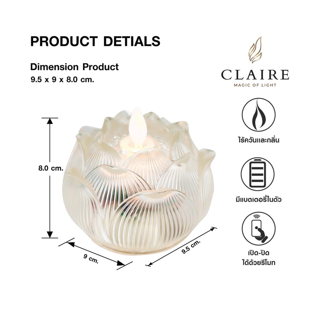 เทียน LED CLAIRE 0.3 วัตต์ WARM WHITE 9.5 ซม. สีขาว