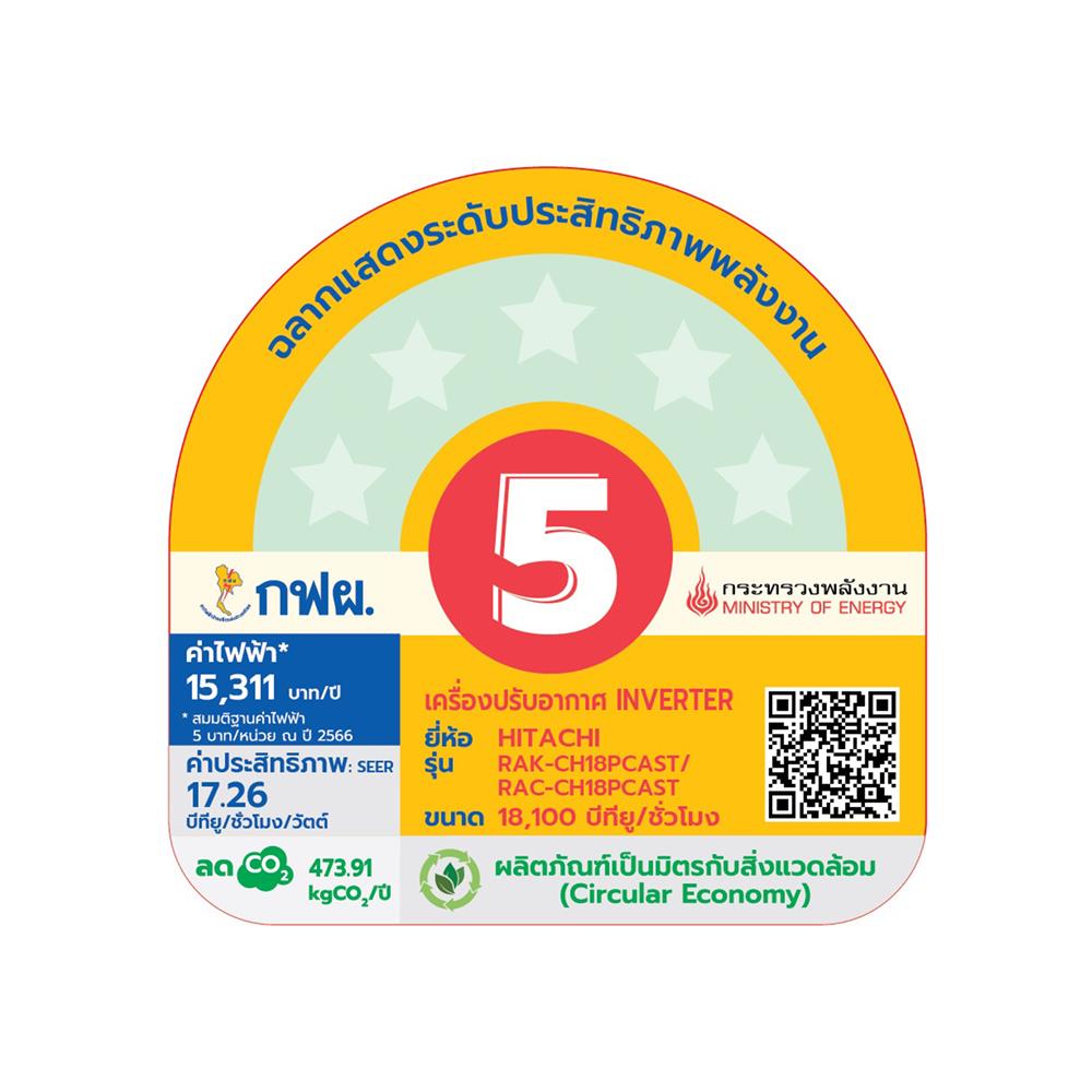 แอร์ผนัง HITACHI RAC/RAK-CH18PCAST 18100 บีทียู อินเวอร์เตอร์