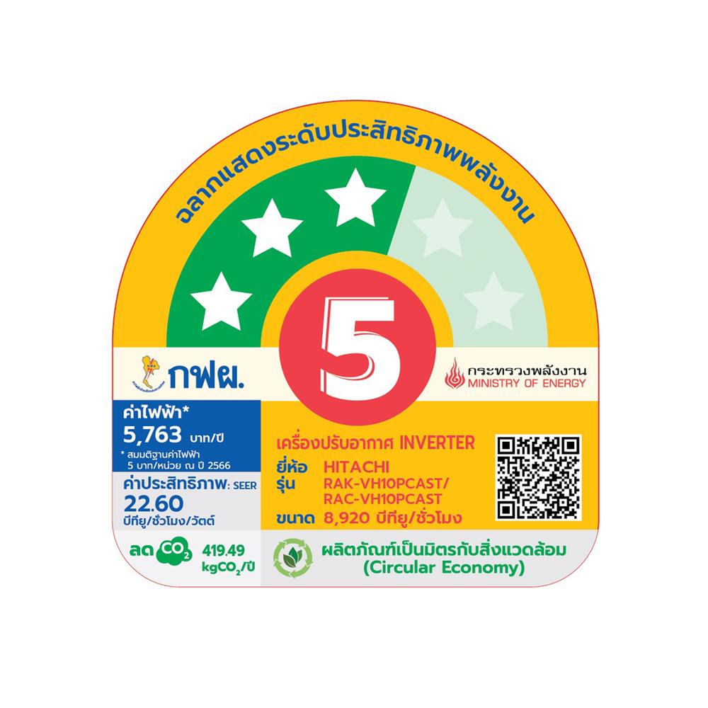 แอร์ผนัง HITACHI RAC/RAK-VH10PCAST 8920 บีทียู อินเวอร์เตอร์