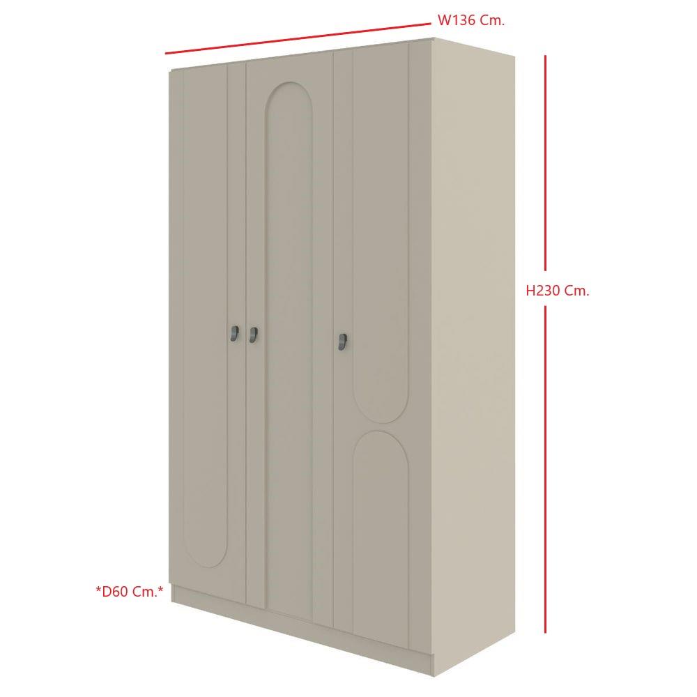 ตู้เสื้อผ้า 3 บานเปิด SB FURNITURE LAVIQUE 19225512 136 ซม. สีครีม