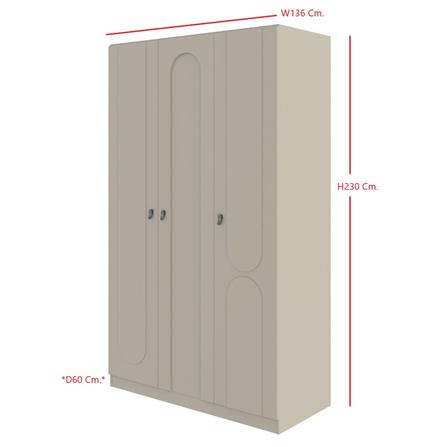 ตู้เสื้อผ้า 3 บานเปิด SB FURNITURE LAVIQUE 19225512 136 ซม. สีครีม_5