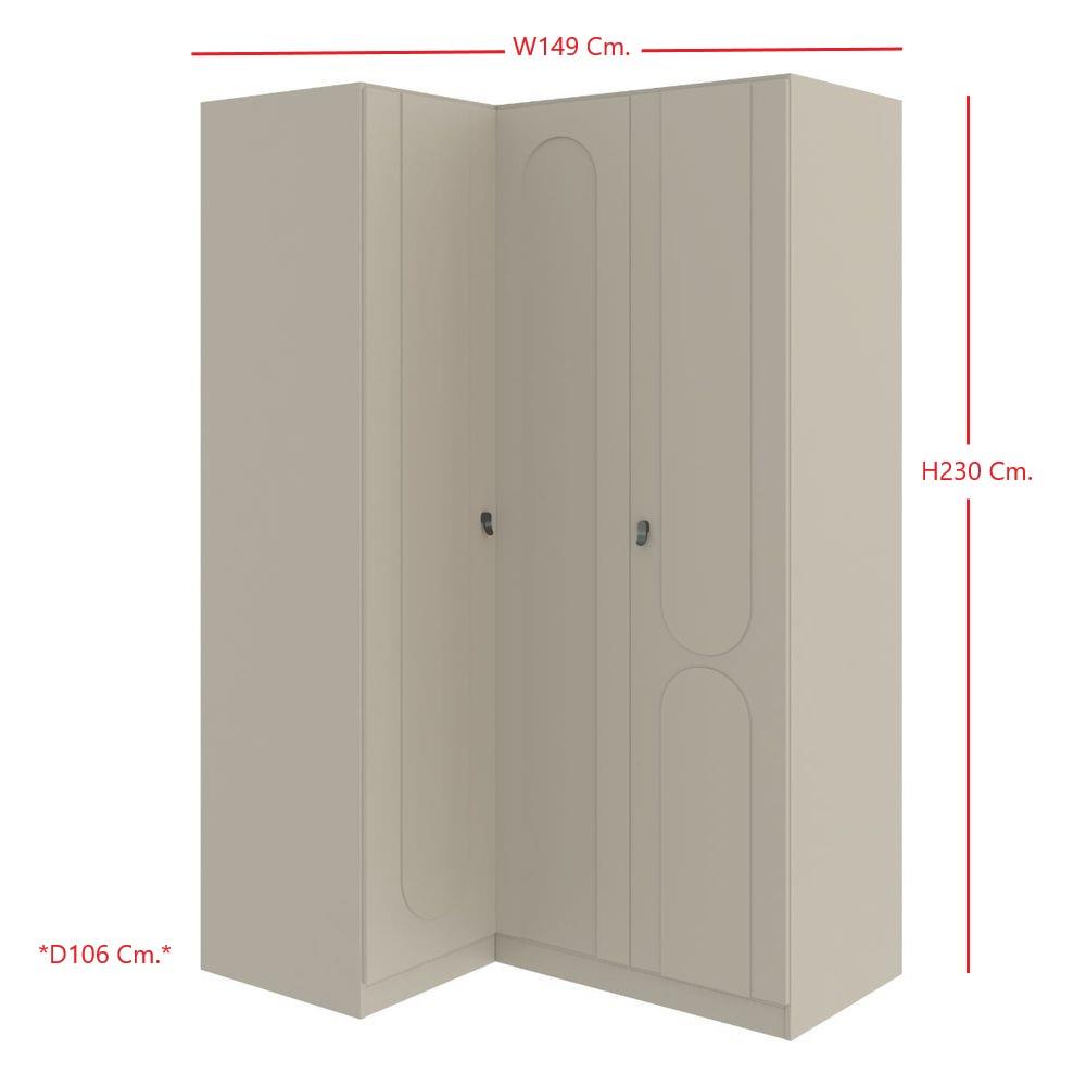 ตู้เสื้อผ้าเข้ามุมซ้าย 3 บานเปิด SB FURNITURE LAVIQUE 19225514 149 ซม. สีครีม
