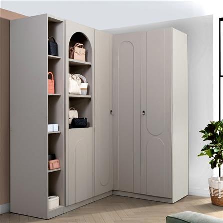 ตู้เสื้อผ้าเข้ามุมซ้าย 3 บานเปิด SB FURNITURE LAVIQUE 19225514 149 ซม. สีครีม_2