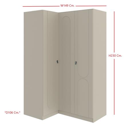 ตู้เสื้อผ้าเข้ามุมซ้าย 3 บานเปิด SB FURNITURE LAVIQUE 19225514 149 ซม. สีครีม_5