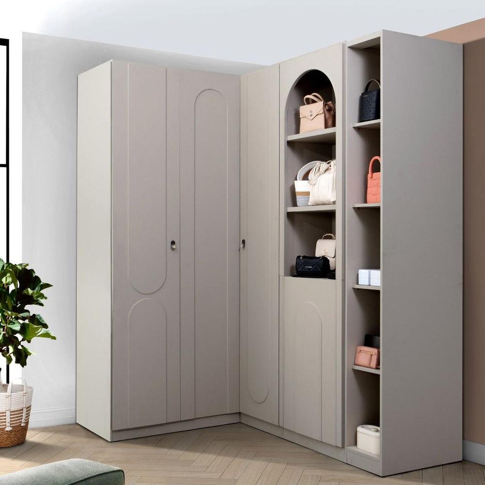 ตู้เสื้อผ้าเข้ามุมขวา 3 บานเปิด SB FURNITURE LAVIQUE 19225500 149 ซม. สีครีม