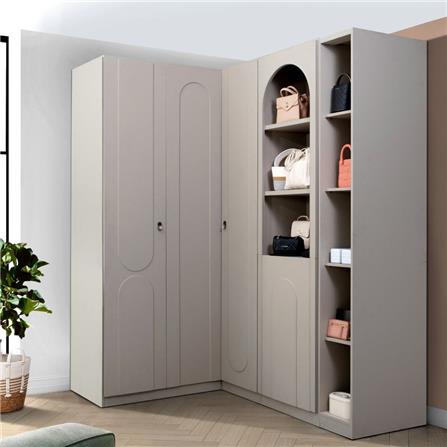 ตู้เสื้อผ้าเข้ามุมขวา 3 บานเปิด SB FURNITURE LAVIQUE 19225500 149 ซม. สีครีม_2