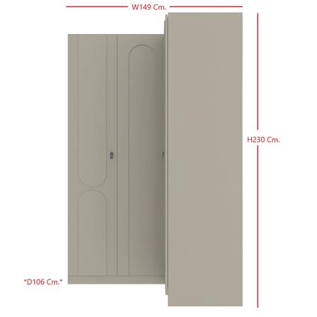 ตู้เสื้อผ้าเข้ามุมขวา 3 บานเปิด SB FURNITURE LAVIQUE 19225500 149 ซม. สีครีม_6