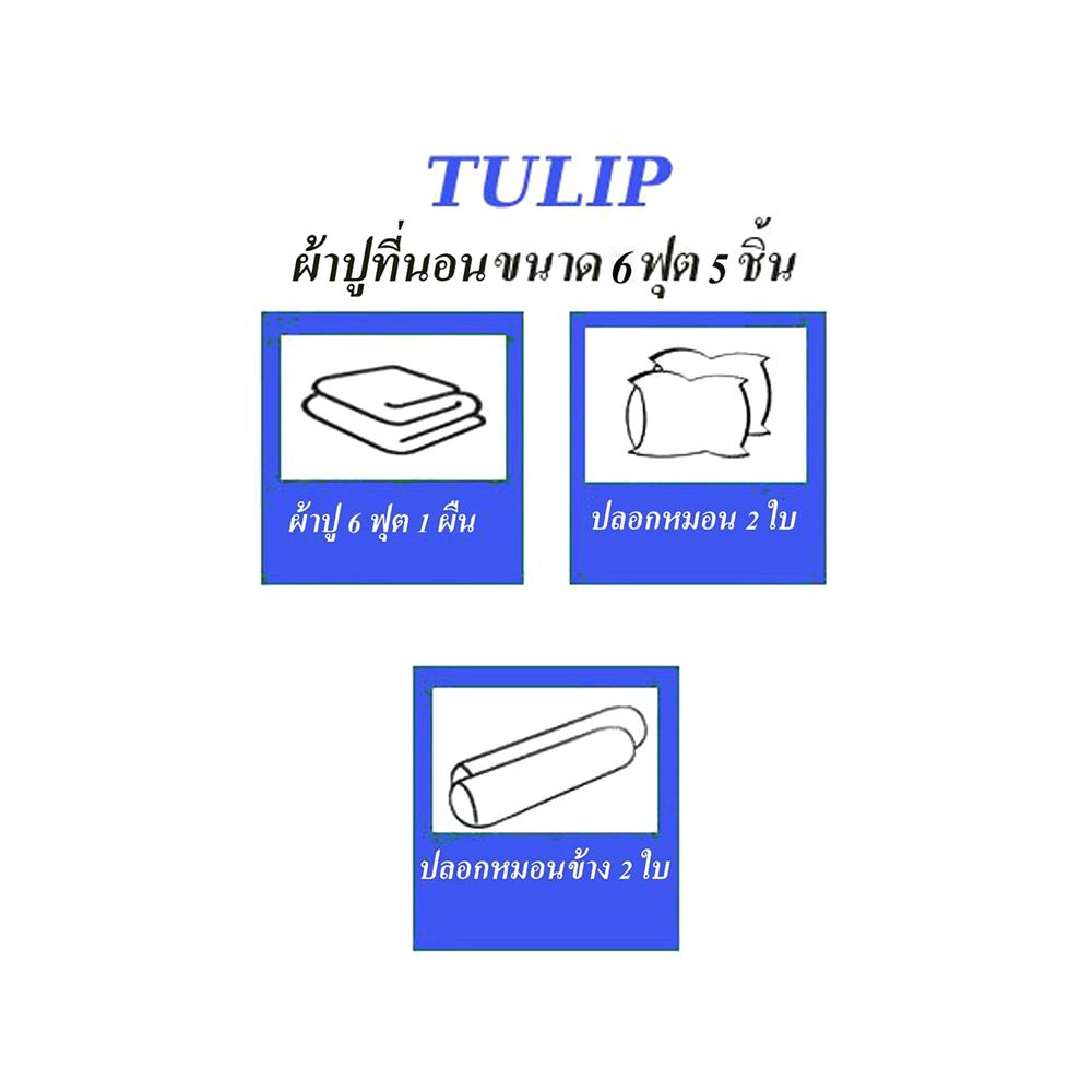 ชุดผ้าปูที่นอน 6 ฟุต 5 ชิ้น TULIP DELIGHT 60012-DL107