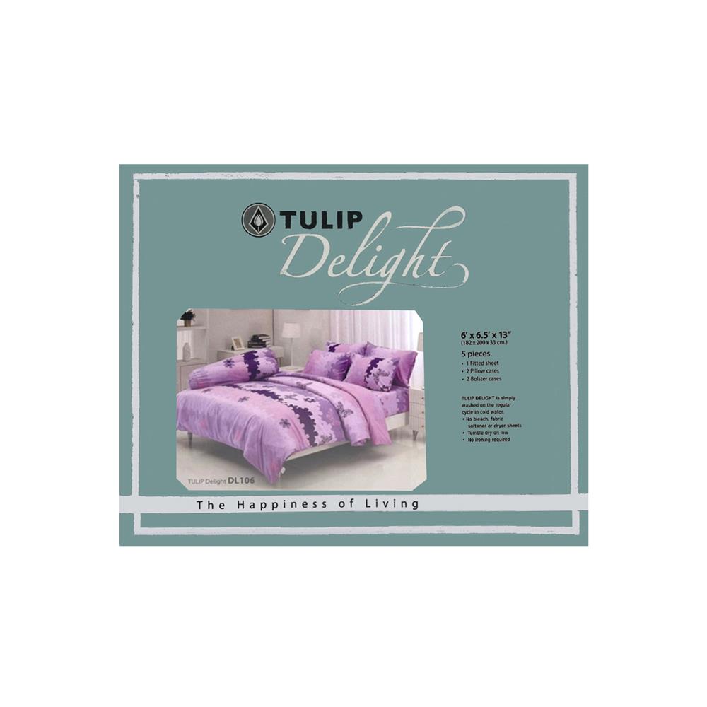 ชุดผ้าปูที่นอน 6 ฟุต 5 ชิ้น TULIP DELIGHT 60012-DL106