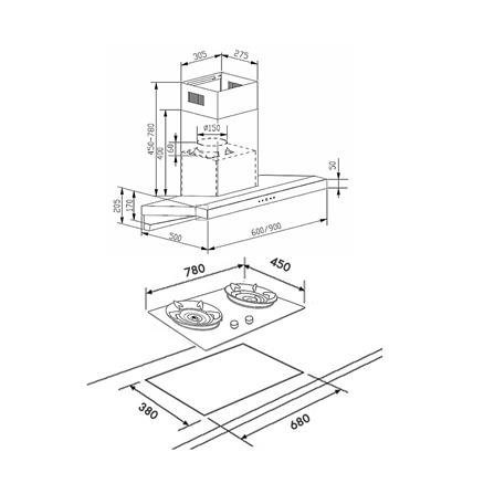 เตาฝัง+เครื่องดูดควัน TEKA GTS78 2G+DHA90 BK_4