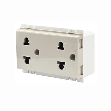 เต้ารับคู่ 3 ขา กลมแบน BTICINO BAMBOO AE2125DEH สีเบจ_2