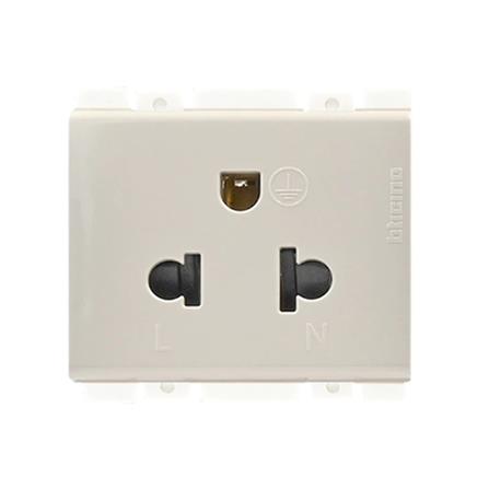 เต้ารับเดี่ยว 3 ขา มีม่านนิรภัย BTICINO BAMBOO SAE2125TEH สีเบจ_0