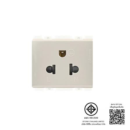 เต้ารับเดี่ยว 3 ขา มีม่านนิรภัย BTICINO BAMBOO SAE2125TEH สีเบจ_3