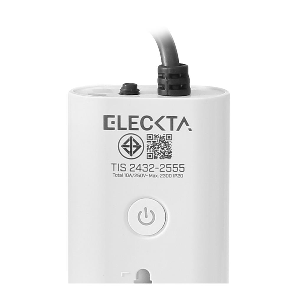 รางปลั๊กไฟ 3 ช่อง 1 สวิตช์ 1 USB 1 TYPE-C ELECKTA 3 ม. สีขาว