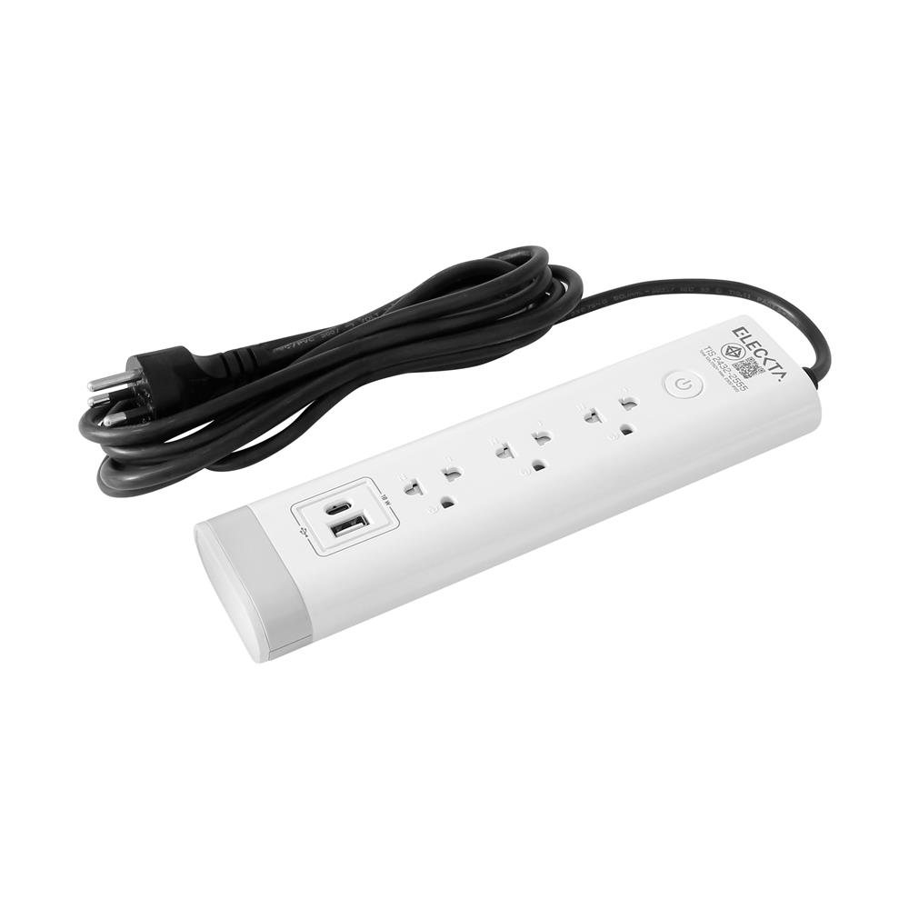 รางปลั๊กไฟ 3 ช่อง 1 สวิตช์ 1 USB 1 TYPE-C ELECKTA 3 ม. สีขาว