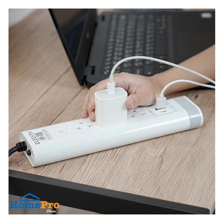 รางปลั๊กไฟ 3 ช่อง 1 สวิตช์ 1 USB 1 TYPE-C ELECKTA 3 ม. สีขาว_7