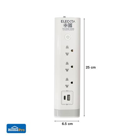 รางปลั๊กไฟ 3 ช่อง 1 สวิตช์ 1 USB 1 TYPE-C ELECKTA 3 ม. สีขาว_9