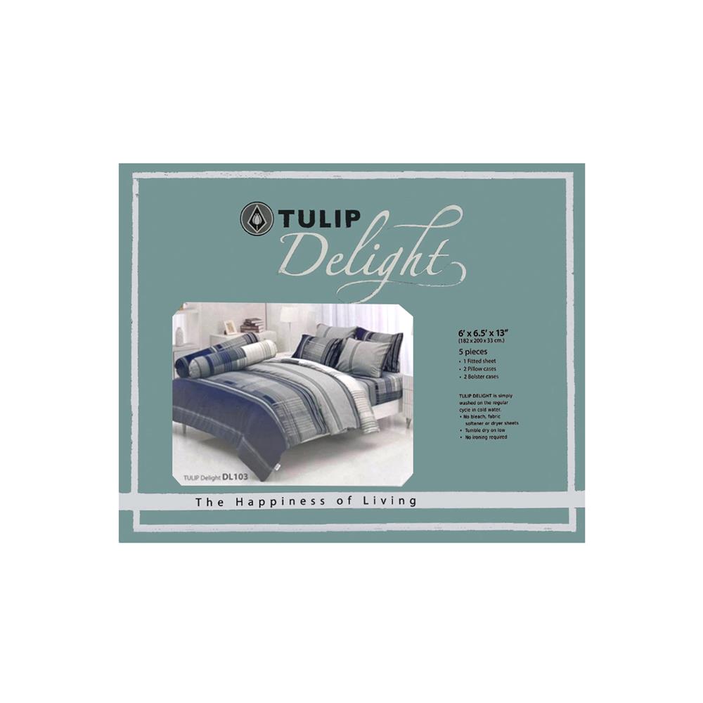 ชุดผ้าปูที่นอน 6 ฟุต 5 ชิ้น TULIP DELIGHT 60012-DL103