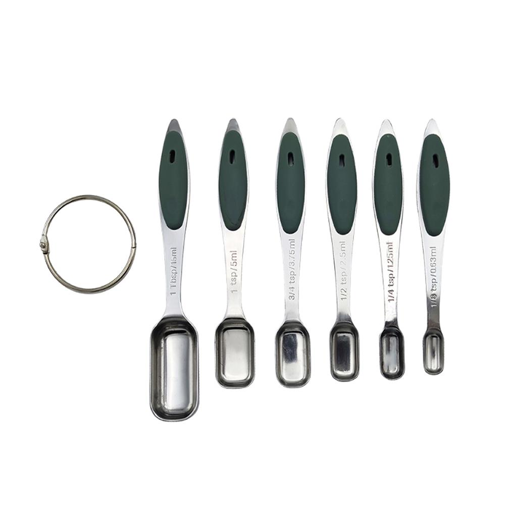 ชุดช้อนตวงสเตนเลสเหลี่ยม COOK CHARMY CYAN 6 ชิ้น