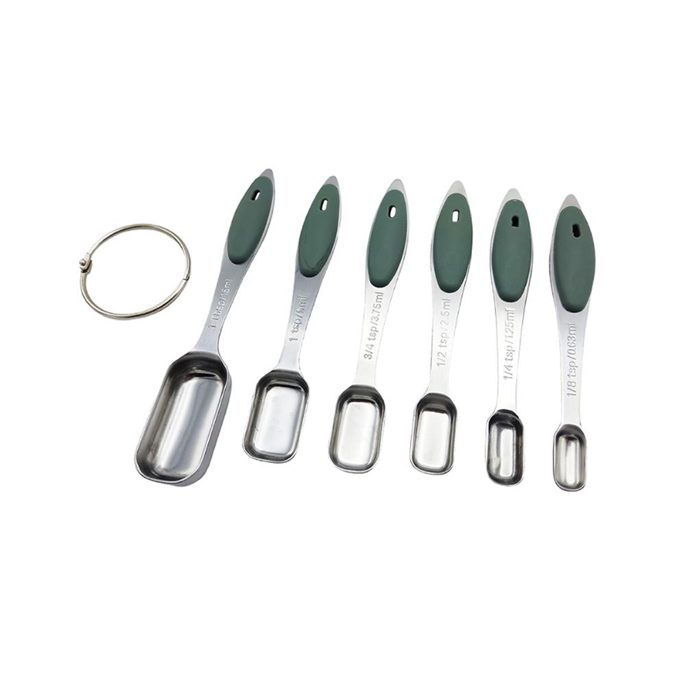 ชุดช้อนตวงสเตนเลสเหลี่ยม COOK CHARMY CYAN 6 ชิ้น