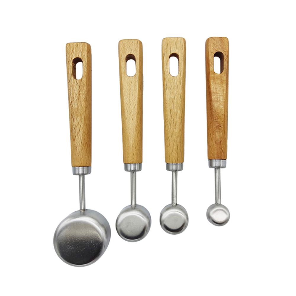 ชุดช้อนตวงสเตนเลส COOK CHARMY CYAN 4 ชิ้น ด้ามไม้