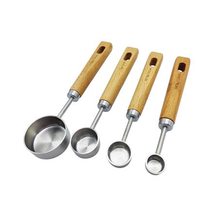 ชุดช้อนตวงสเตนเลส COOK CHARMY CYAN 4 ชิ้น ด้ามไม้_1