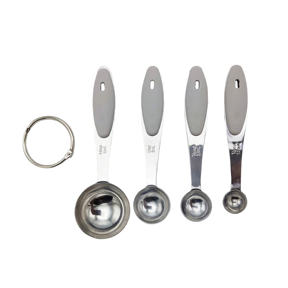 ชุดช้อนตวงสเตนเลส COOK CHARMY CYAN 4 ชิ้น ด้ามเทา