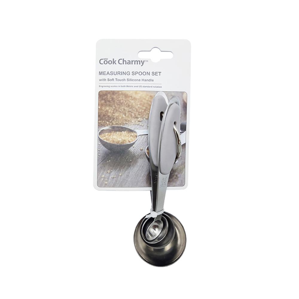 ชุดช้อนตวงสเตนเลส COOK CHARMY CYAN 4 ชิ้น ด้ามเทา