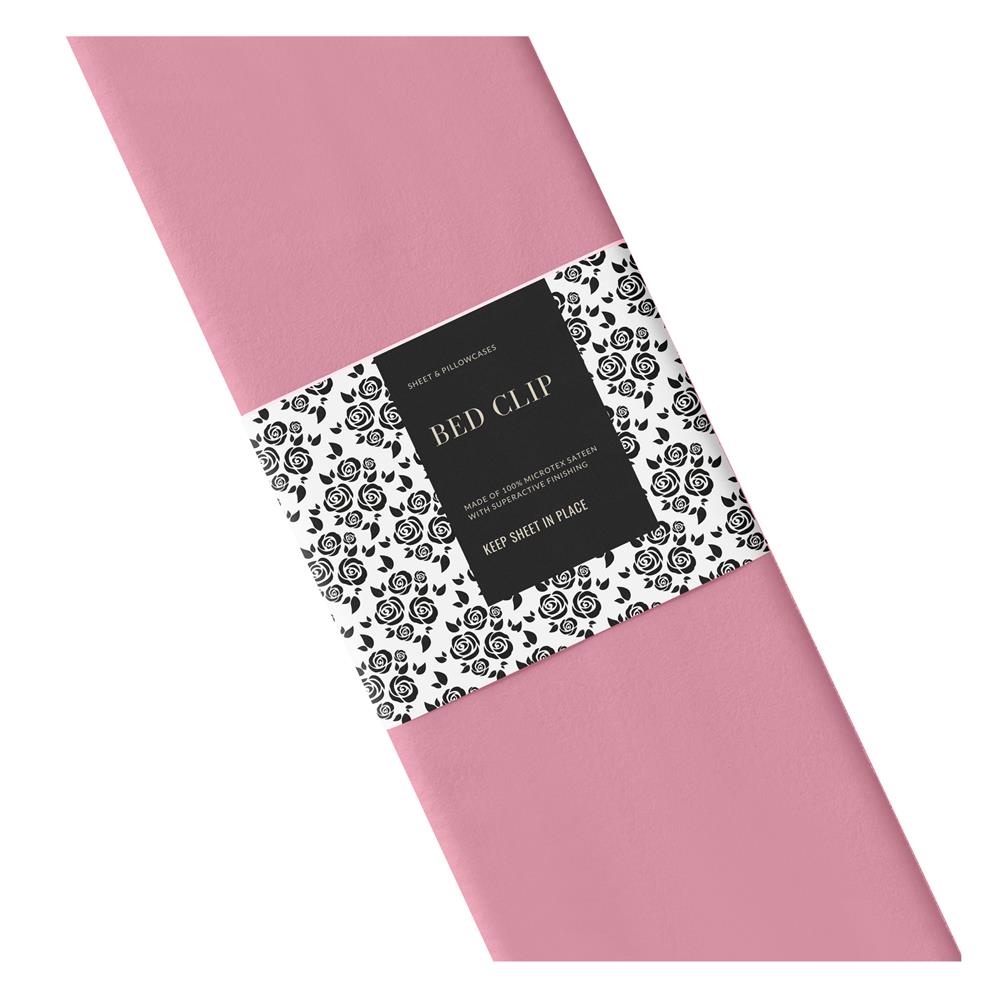ชุดผ้าปูที่นอน 9.5 ฟุต 3 ชิ้น BED CLIP MICROTEX สี PINK