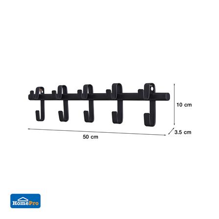 ขอแขวนติดผนัง 5 ขอ STACKO FLEXI 50x3.5x10 ซม. สีดำ_4