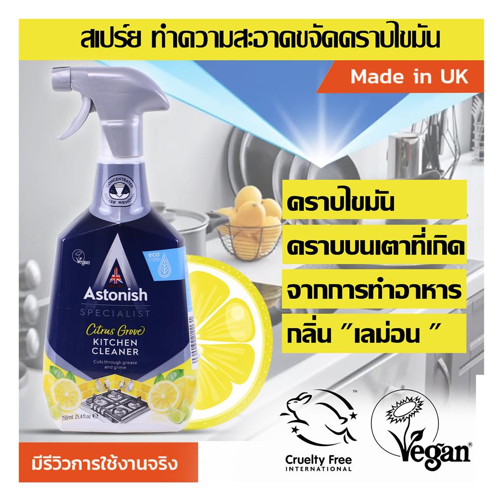 สเปรย์ขจัดคราบไขมันบนพื้นผิว ASTONISH 750 มล. กลิ่นเลมอน