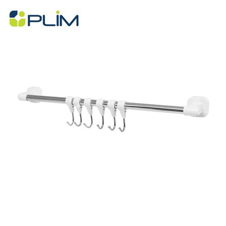 ราวแขวนติดเทปกาว 42.3 ซม. พร้อมขอแขวน 6 ชิ้น PLIM 5460 สีขาว_1