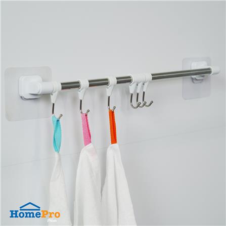 ราวแขวนติดเทปกาว 42.3 ซม. พร้อมขอแขวน 6 ชิ้น PLIM 5460 สีขาว_5