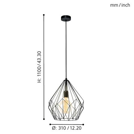ไฟช่อ EGLO CARLTON 49257 สีดำ 1 หัว_3