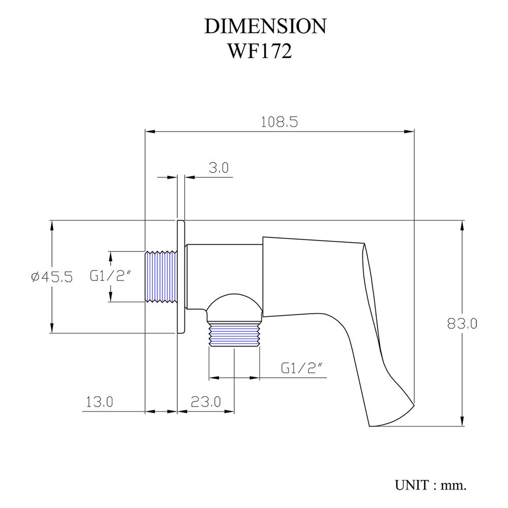 วาล์วฝักบัว 1 ทาง HANG WF-172 สีโครม
