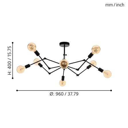 ไฟช่อ EGLO EXMOOR 49037 สีดำ 8 หัว_2