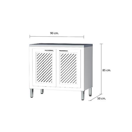 ตู้ตั้งพื้น CABIN HARPER ท็อปเรียบ 90x85 ซม. สีขาว_6