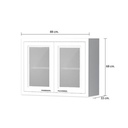 ตู้แขวนบานกระจกคู่ CABIN HARPER 88x68 ซม. สีขาว_6