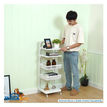 ชั้นวาง 5 ชั้น มีล้อ STACKO BRISK 35.5x30.7x103 ซม. สีขาว_7