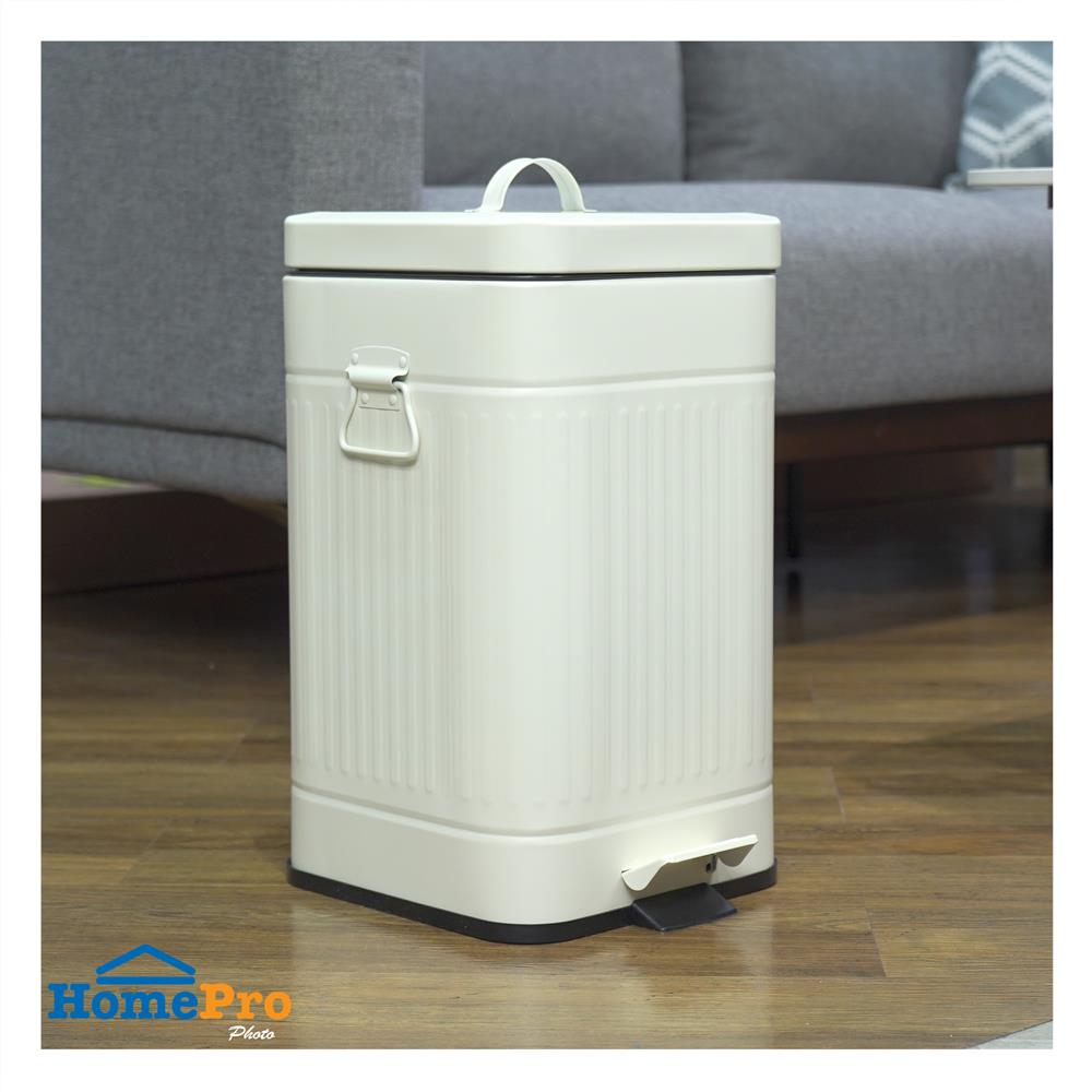 ถังขยะเหยียบเหลี่ยม ACCO META 12 ลิตร สีครีม