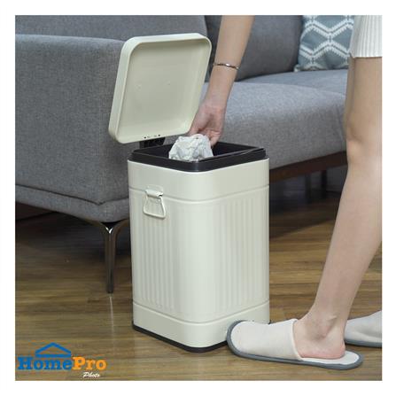 ถังขยะเหยียบเหลี่ยม ACCO META 12 ลิตร สีครีม_8